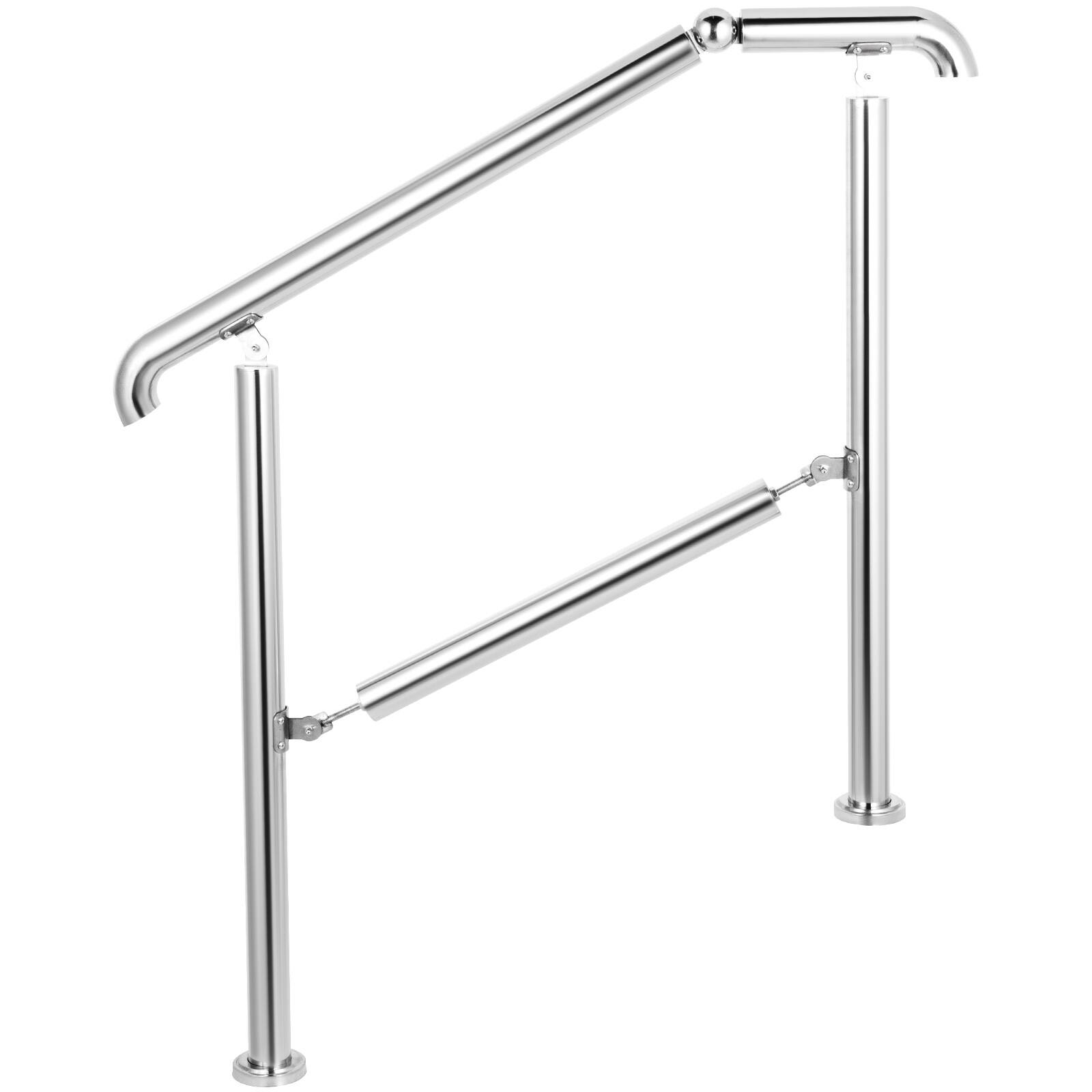 Alt View 5. VEVOR - Stainless Steel Transitional Handrail fit for Level Surface and 2 to 3 Adjustable Stair Indoor Outdoor Step Railings - Silver.