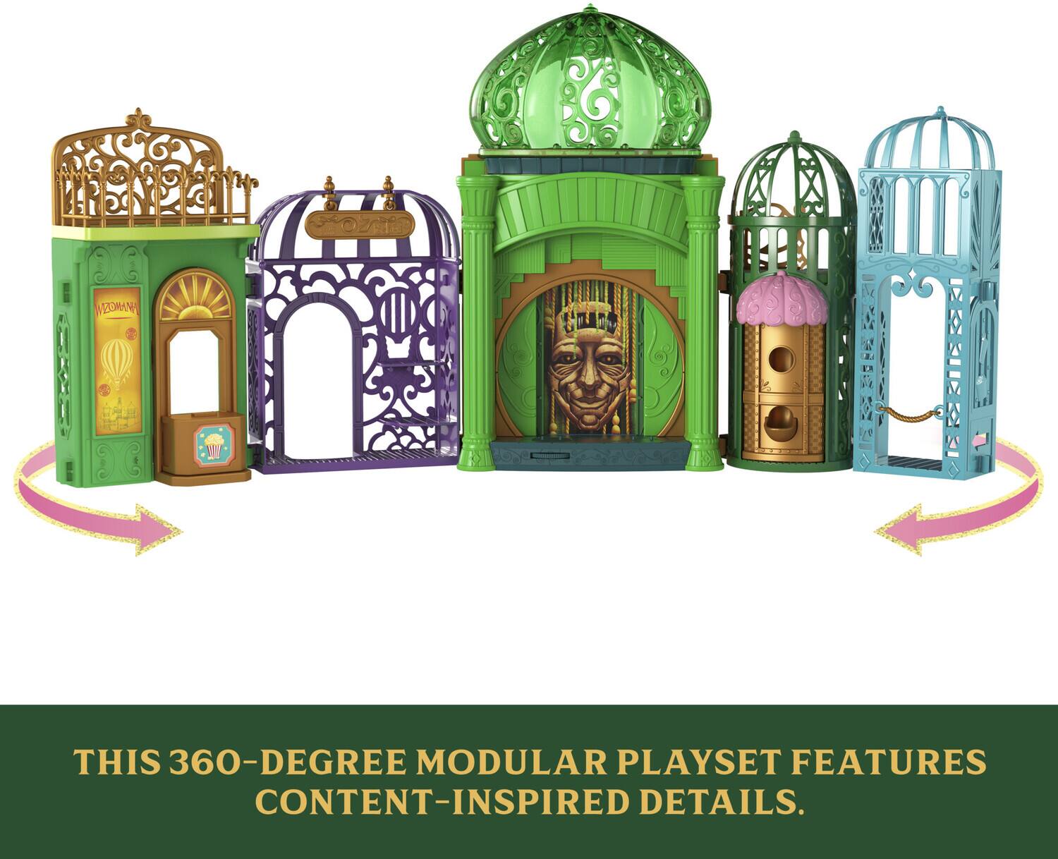 THIS 360-DEGREE MODULAR PLAYSET FEATURES CONTENT-INSPIRED DETAILS.