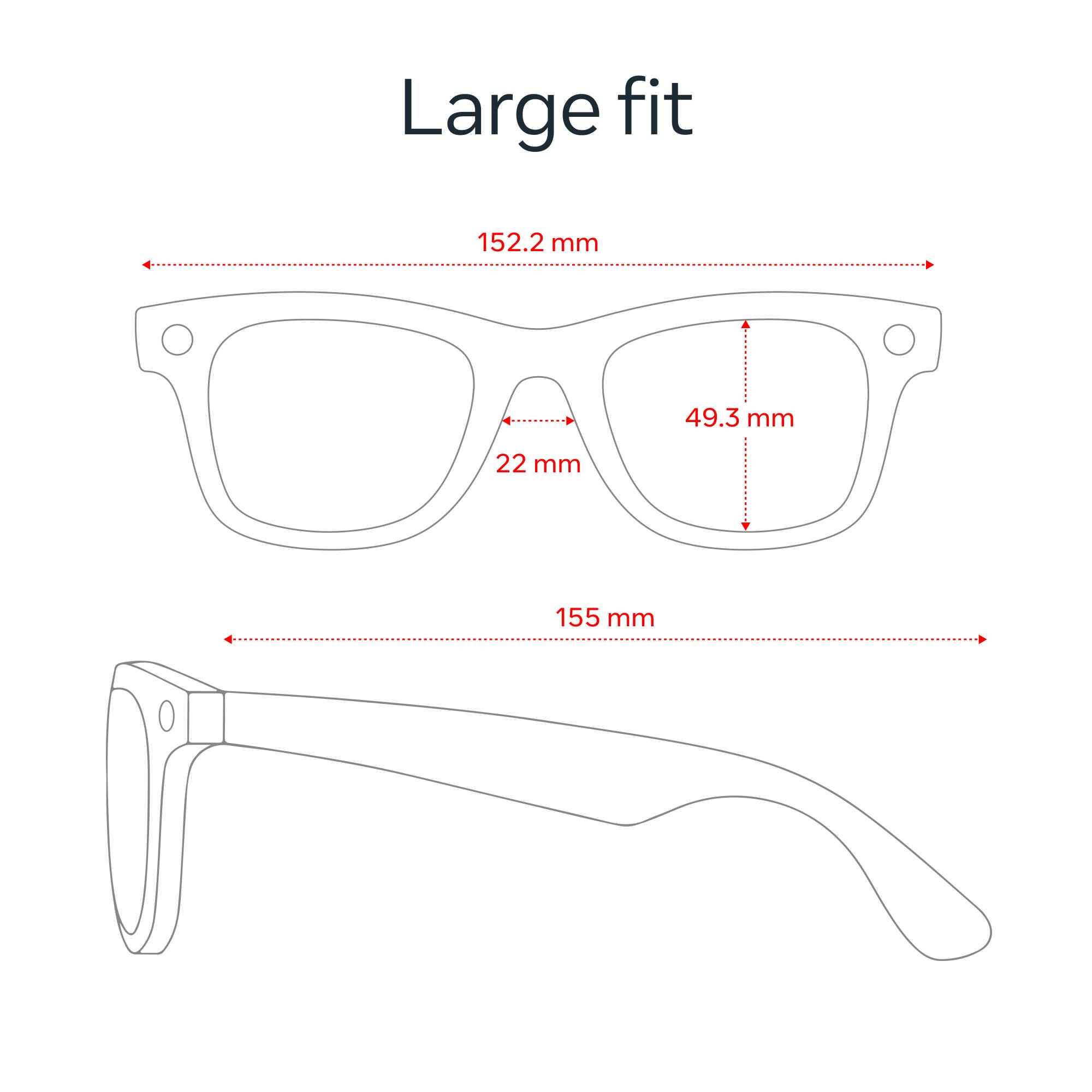 Large fit  
152.2 mm  
49.3 mm  
22 mm  
155 mm