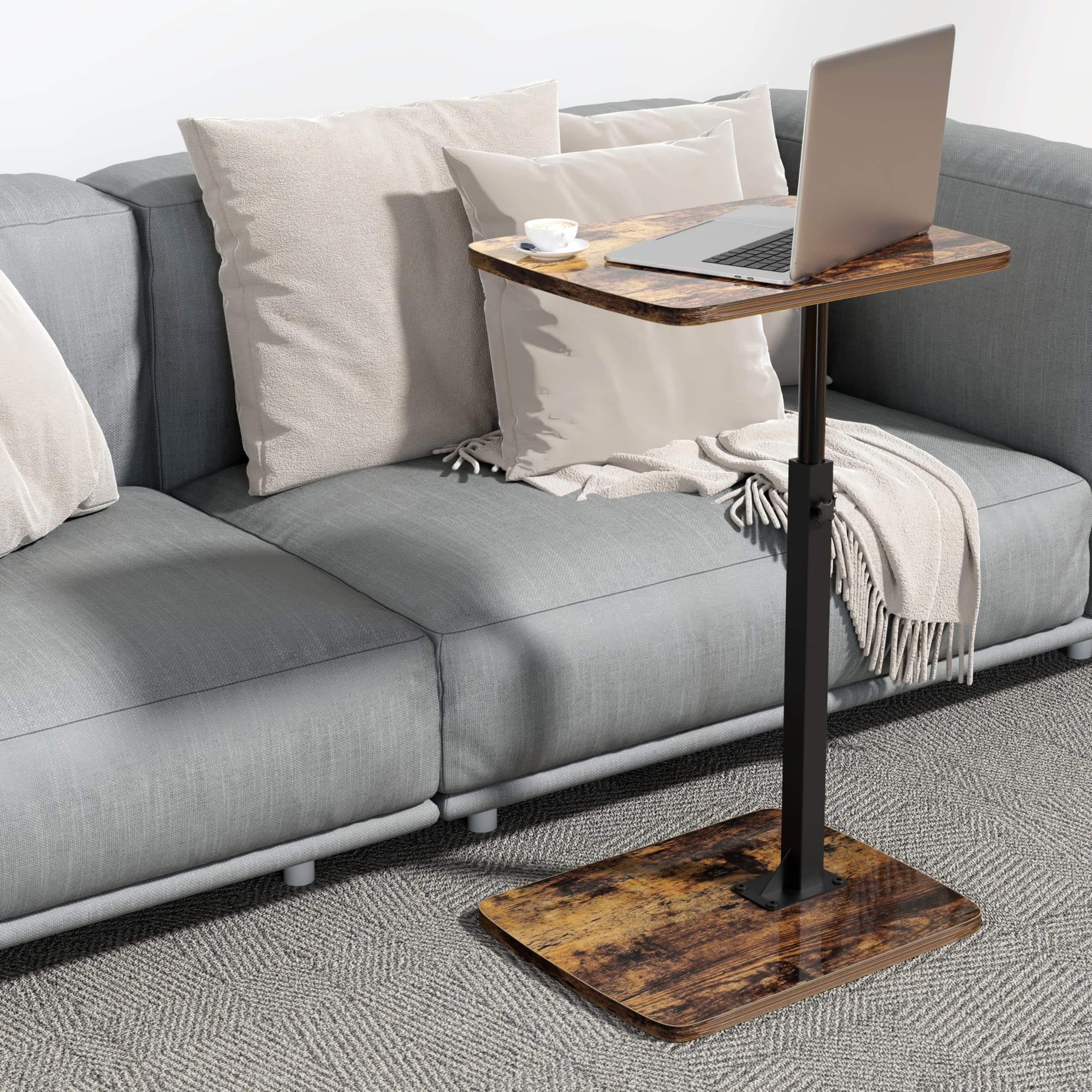 Fabibe - Tv Tray Table For Small Spaces With 360° Swivel Tabletop & Height Adjustable C Shaped Sofa Arm End Side Bed - Default