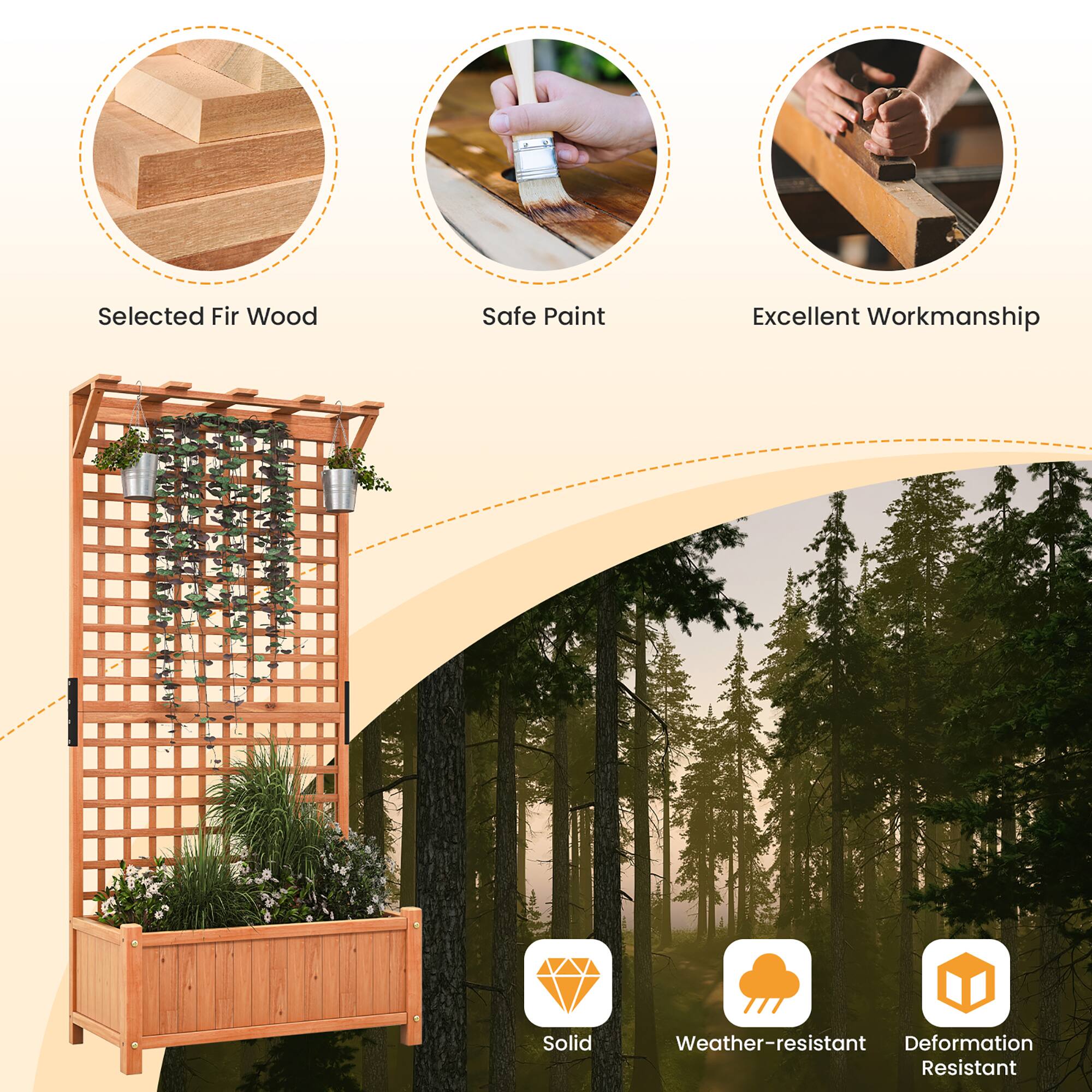 Selected Fir Wood  
Safe Paint  
Excellent Workmanship  

Solid  
Weather-resistant  
Deformation Resistant