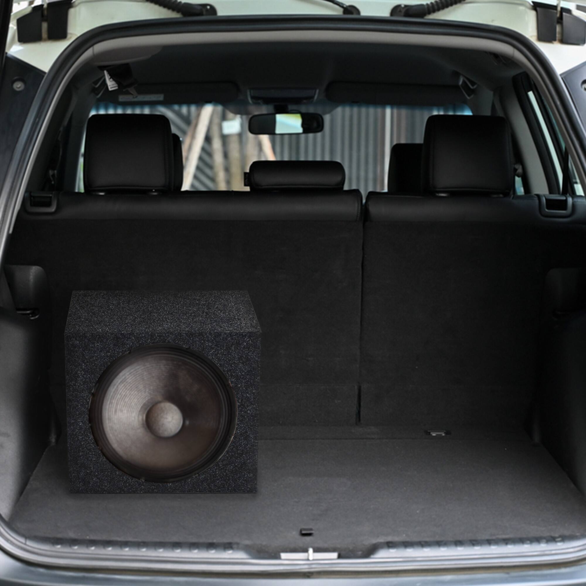 Alt View 3. QPower - QPower 12" Heavy-Duty Single Sealed Vehicle Subwoofer Enclosure Woofer Box, Gray - Charcoal Black.