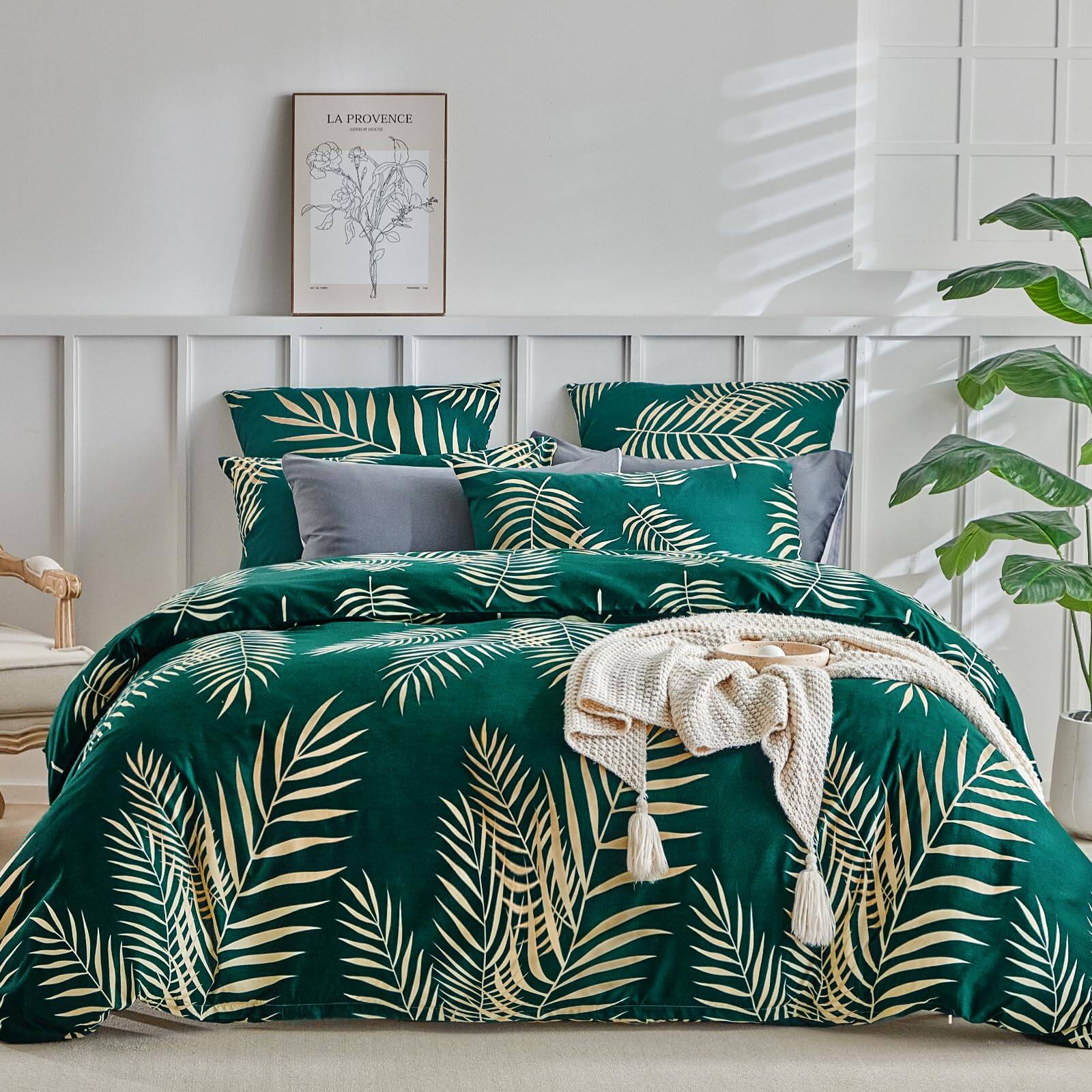 C: Green-gold Leaf (No Comforter)-King (104×90 i