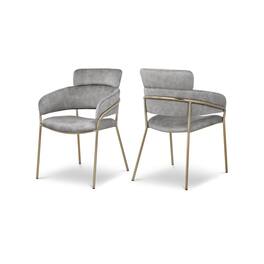 Meridian Furniture - Yara Grey Velvet Dining Chair, Set of 2 - Gray