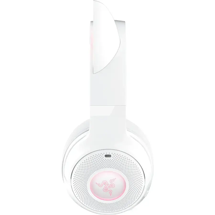 I do not understand the text on the image. It does not appear to be related to the content of the image, which is a close-up of a white headset with a pink logo.