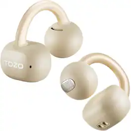 TOZO - Open Ear Headphones, Clip Earbud, Bluetooth 5.4, 40H, Stereo Bass, IPX5, Lightweight Comfort Fit, App-32EQ - khaki