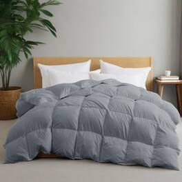 Peace Nest - Heavyweight Extra Warmth White Goose Feather Down Fiber Duvet Comforter Insert, Twin - Gray