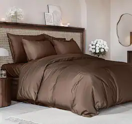CGK Linens - Luxury Soft Premium Duvet Cover Set - Zipper Closure & Matching Pillow Shams - Brown