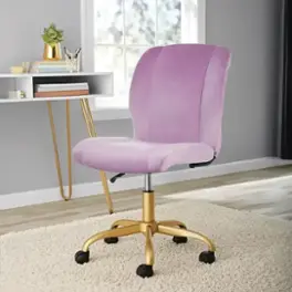 Mainstays - Luxurious Plush Velvet Office Chair with Ergonomic Design and Adjustable Base for Stylish Home Workspace - Gold