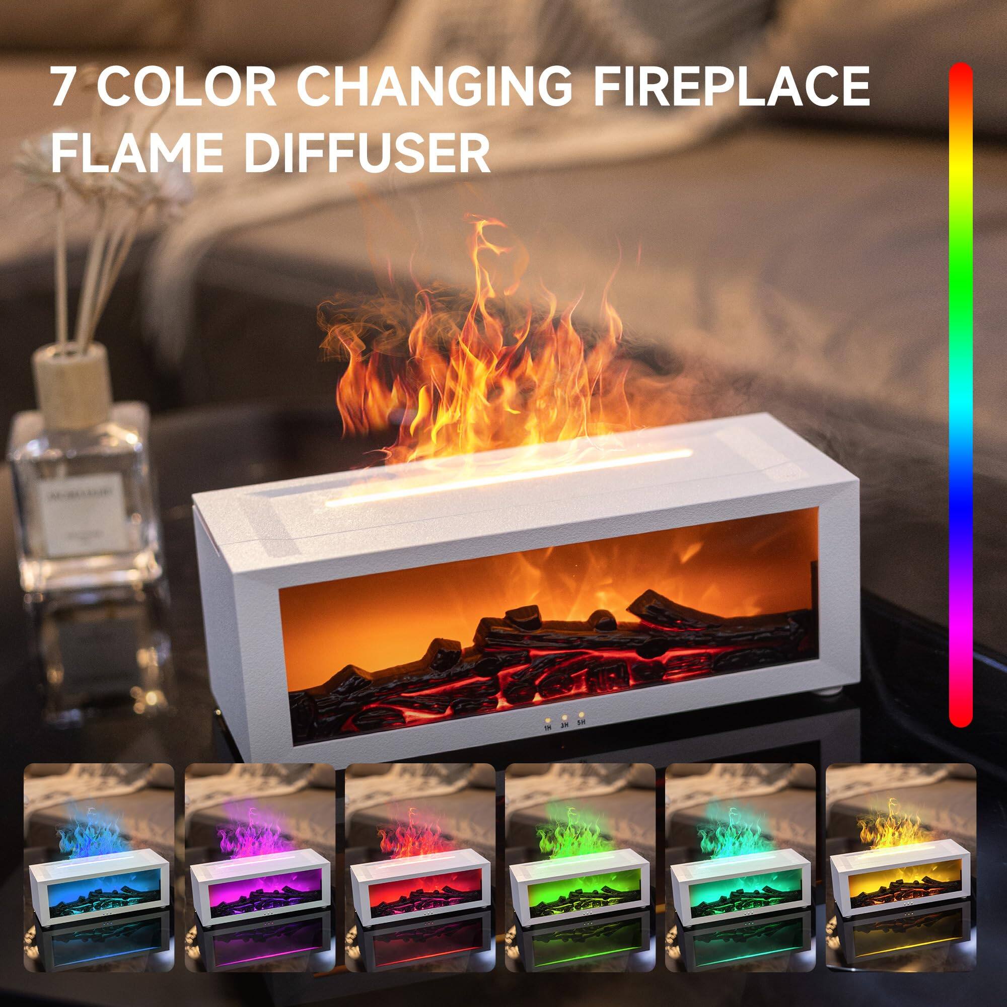 PRIMEPLUS Fireplace Flame Ultrasonic Aroma Diffuser Humidifier, 7 ...