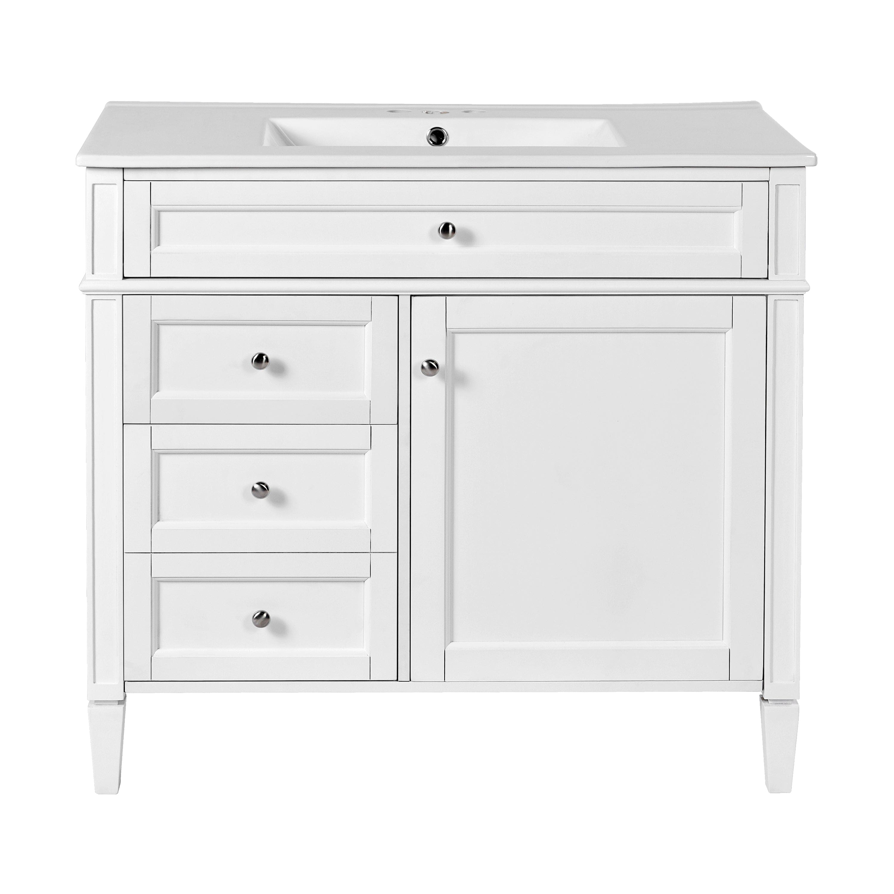 Boyel Living - 36 Inch Modern Bathroom Vanity with Ceramic Sink Three Drawers - White