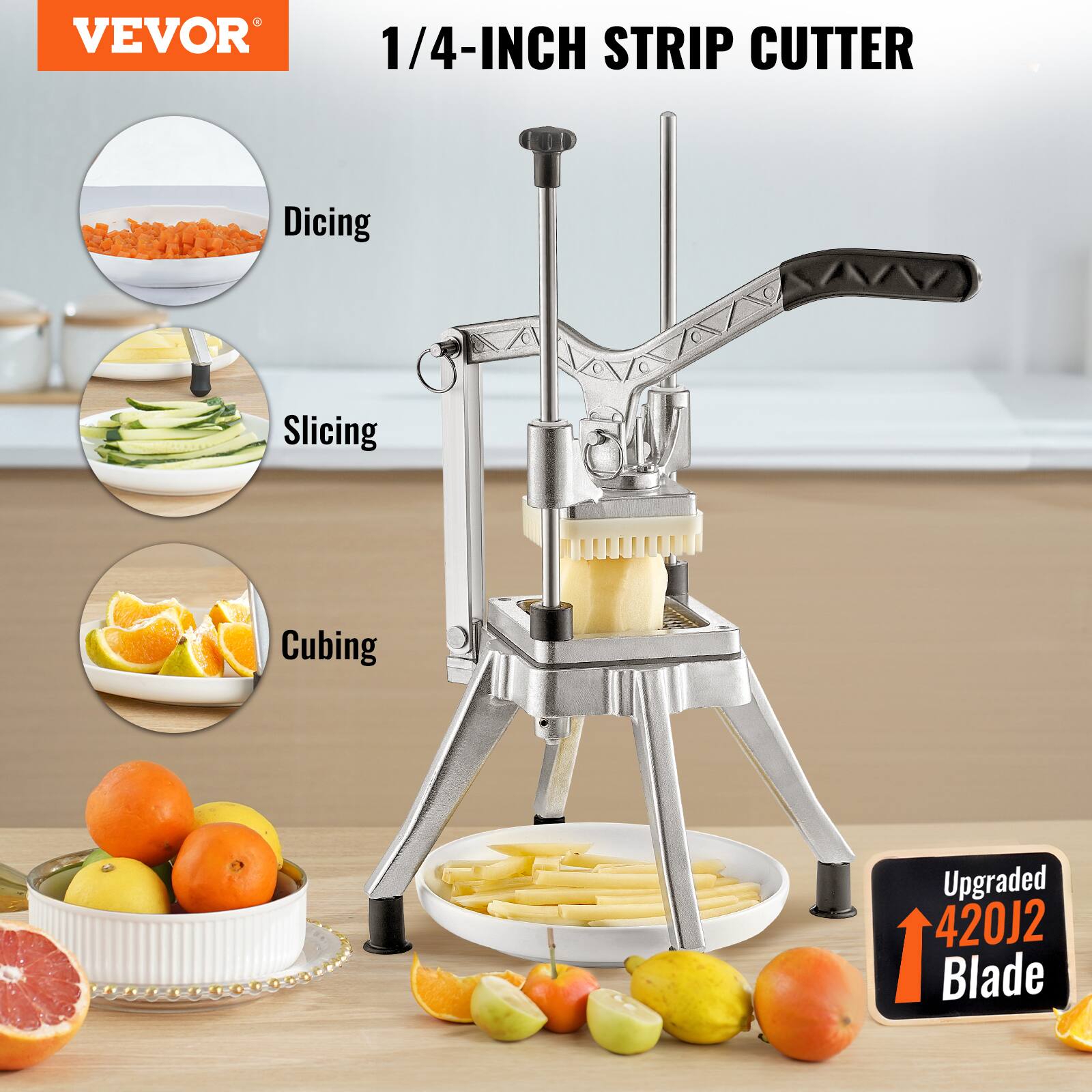 VEVOR 1/4-INCH STRIP CUTTER Dicing Slicing Cubing Upgraded 420J2 Blade