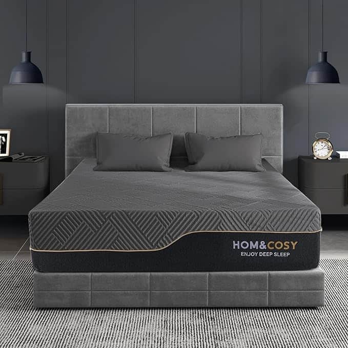 Dyonery - 12-inch memory foam mattress,cooling green tea/ice silk covered gel mattress, medium hardness ,Queen size - Black