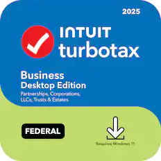 2025 Intuit TurboTax Business Desktop Edition Partnerships, Corporations, LLCs, Trusts & Estates FEDERAL Requires Windows 11