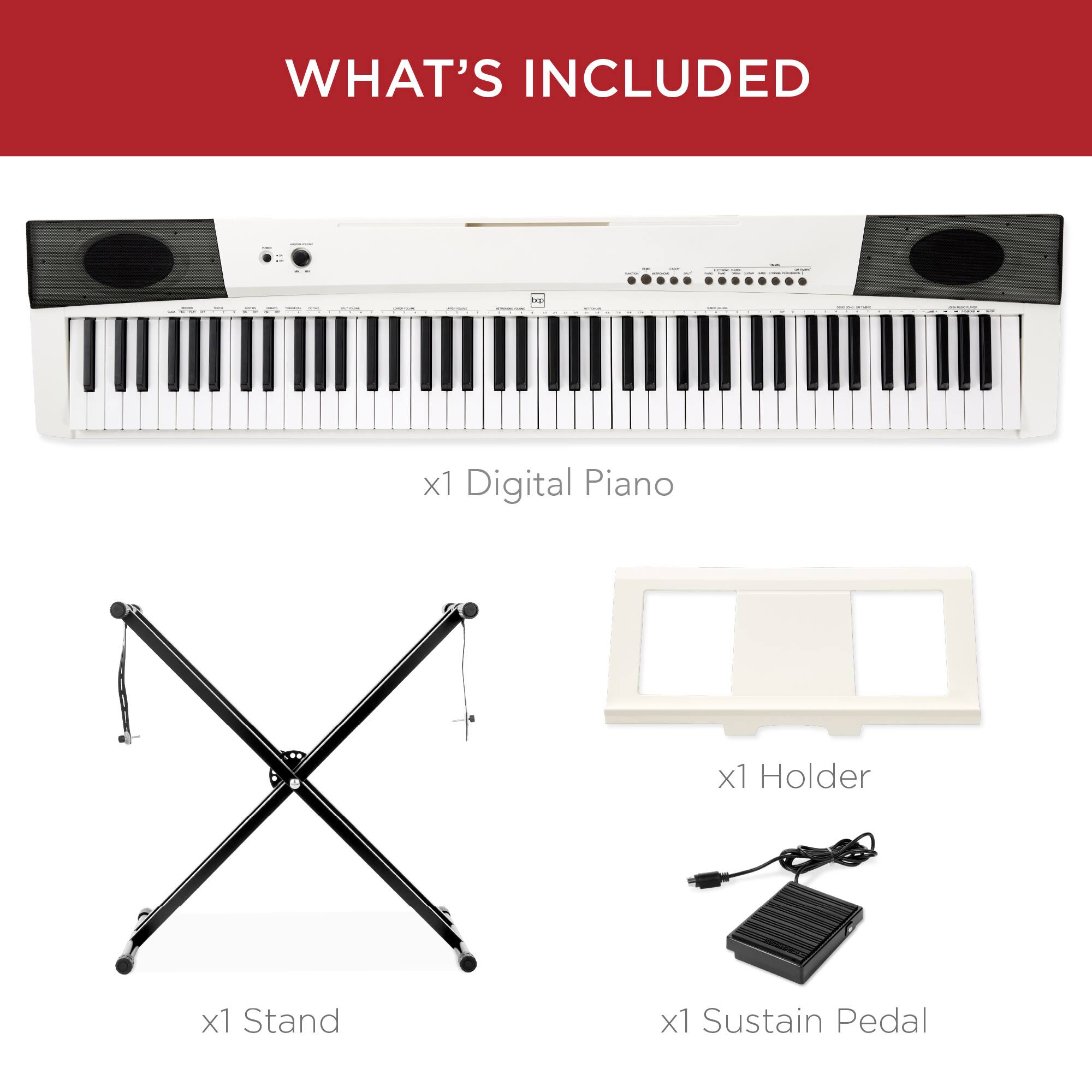 WHAT'S INCLUDED

x1 Digital Piano

x1 Stand

x1 Holder

x1 Sustain Pedal