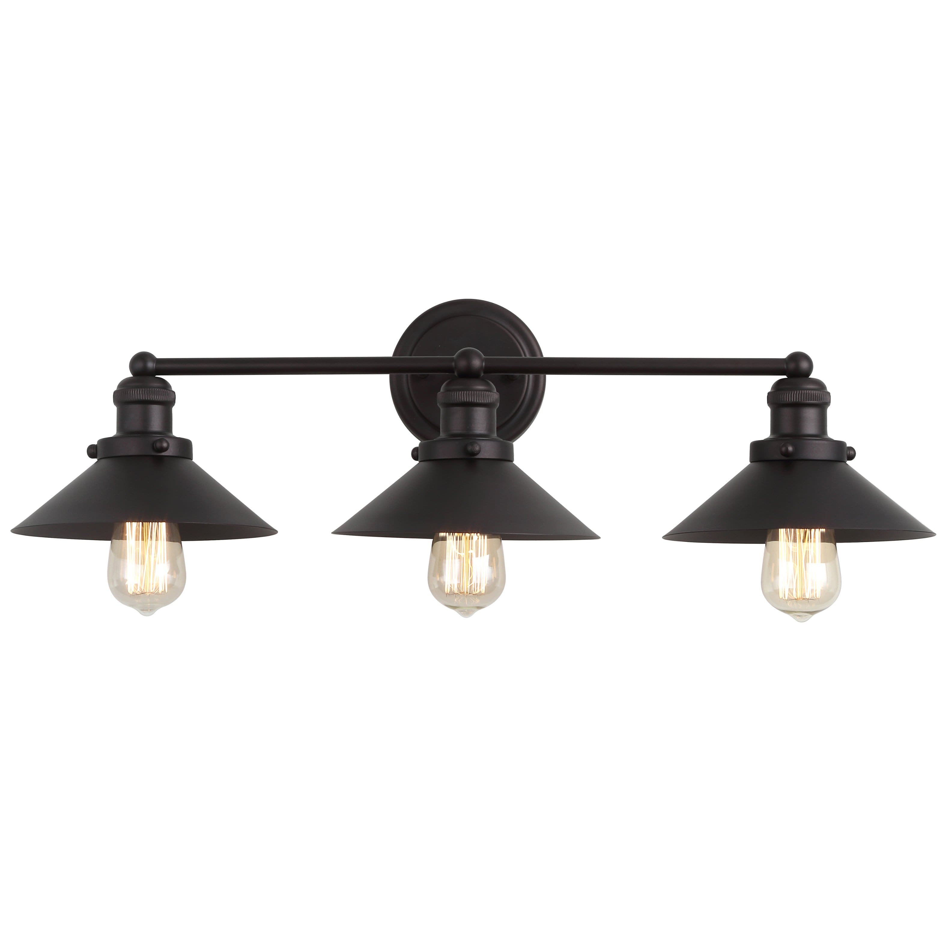 "Jonathan Y - July 26.5"" 3-Light Industrial Farmhouse Metal Vanity Light, Oil Rubbed Bronze - Oil-Rubbed Bronze" price history on PriceWatchPro