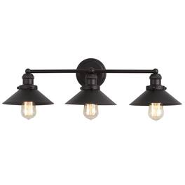 Jonathan Y - July 26.5" 3-Light Industrial Farmhouse Metal Vanity Light, Oil Rubbed Bronze - Oil-Rubbed Bronze