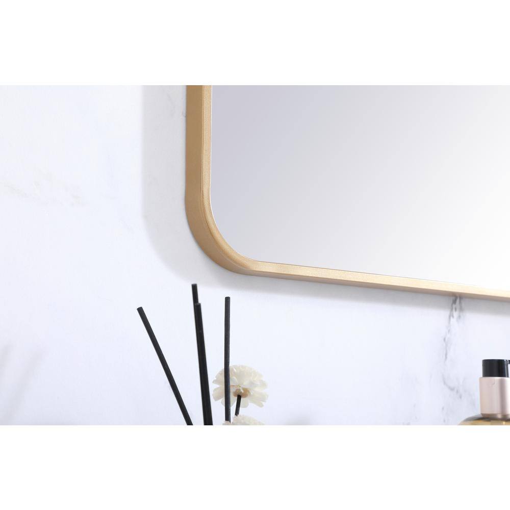 Alt View 1. Elegant Decor - Soft corner metal rectangular mirror 30x48 inch in Brass - Brass.