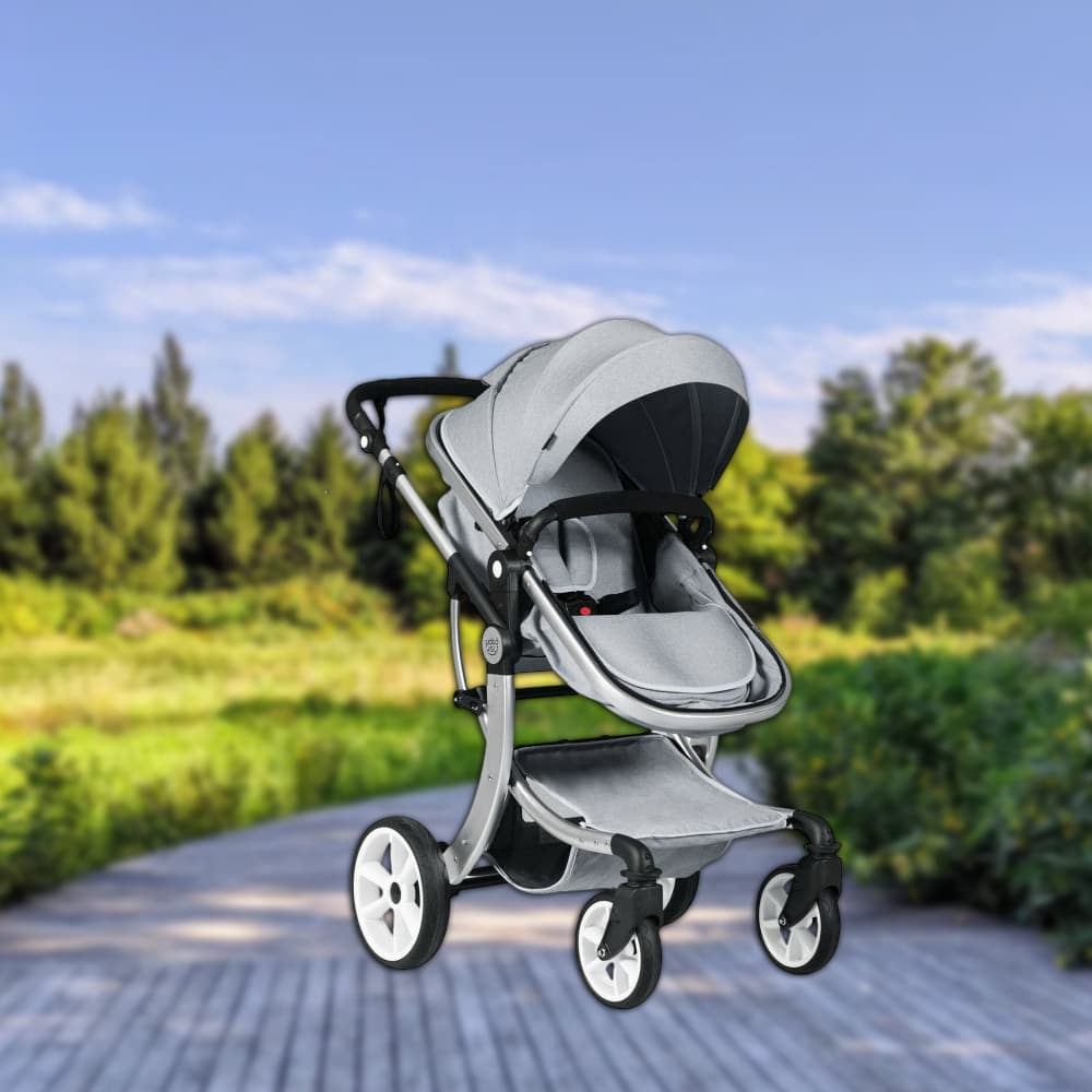 Hivvago - Convertible Foldable Baby Stroller with High Landscape Design and Matching Diaper Bag - Gray