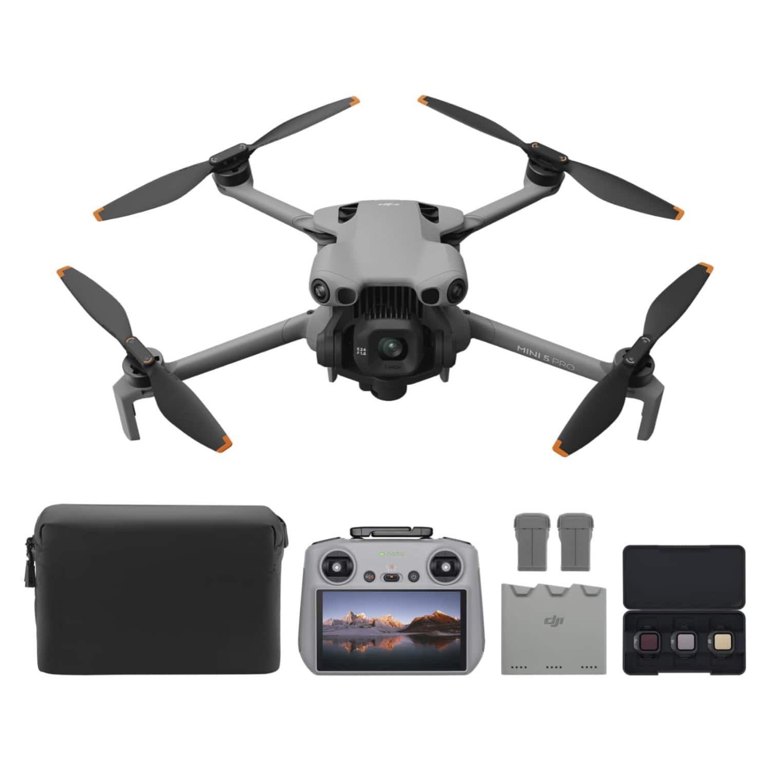 Mini 5 Pro Fly More Combo Plus with DJI RC 2, 1-Inch CMOS, ActiveTrack 360, Omnidirectional Avoidance, 225° Gimbal