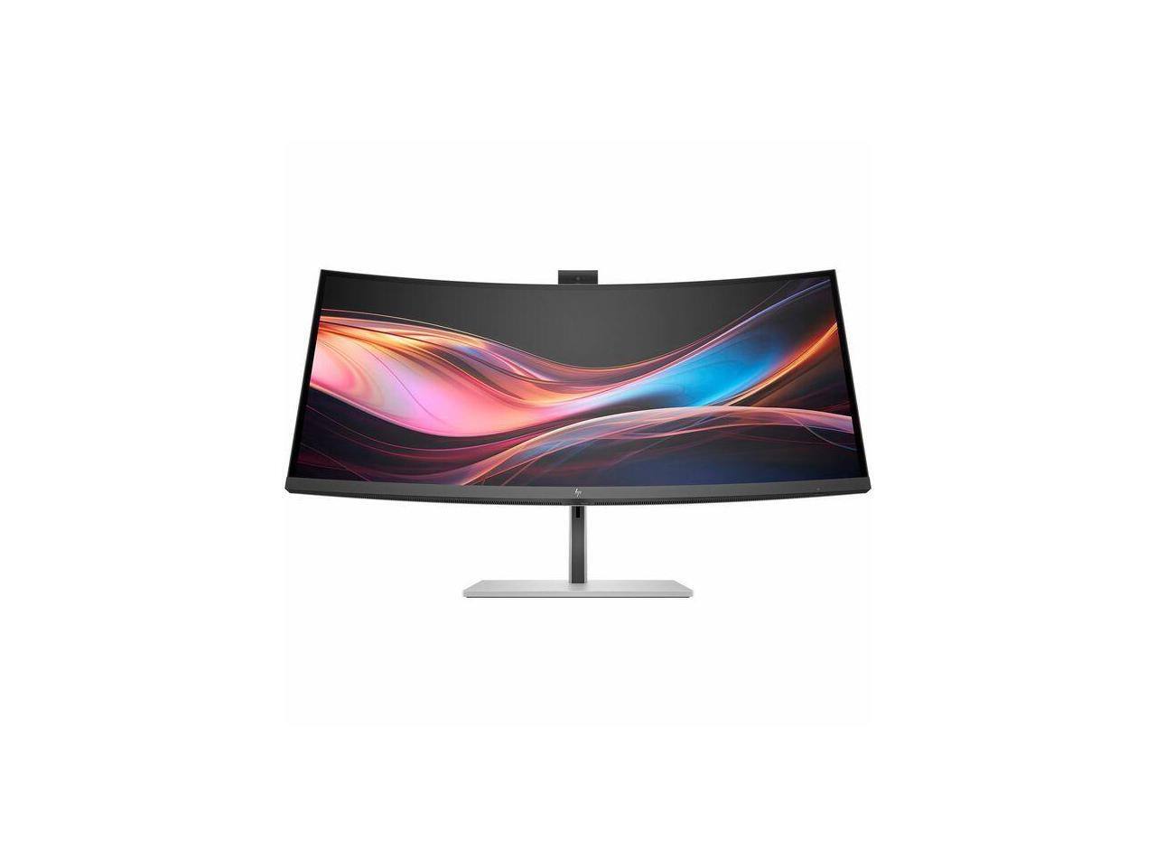 Front. HP - HP 734pm 34" Curved IPS Monitor - 3440x1440 - FreeSync Premium - 400 Nit - Black.