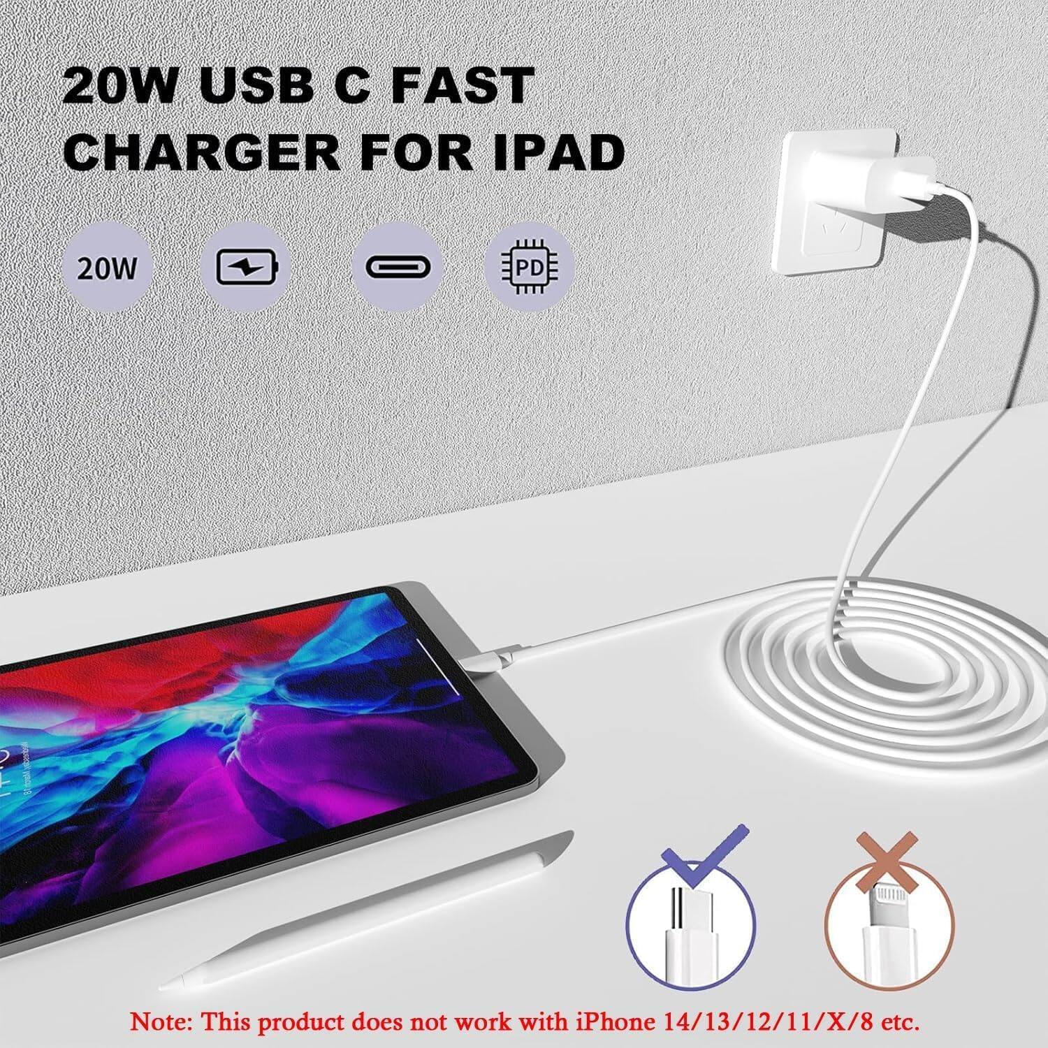 20W USB C FAST CHARGER FOR IPAD

20W
PD

Note: This product does not work with iPhone 14/13/12/11/X/8 etc.