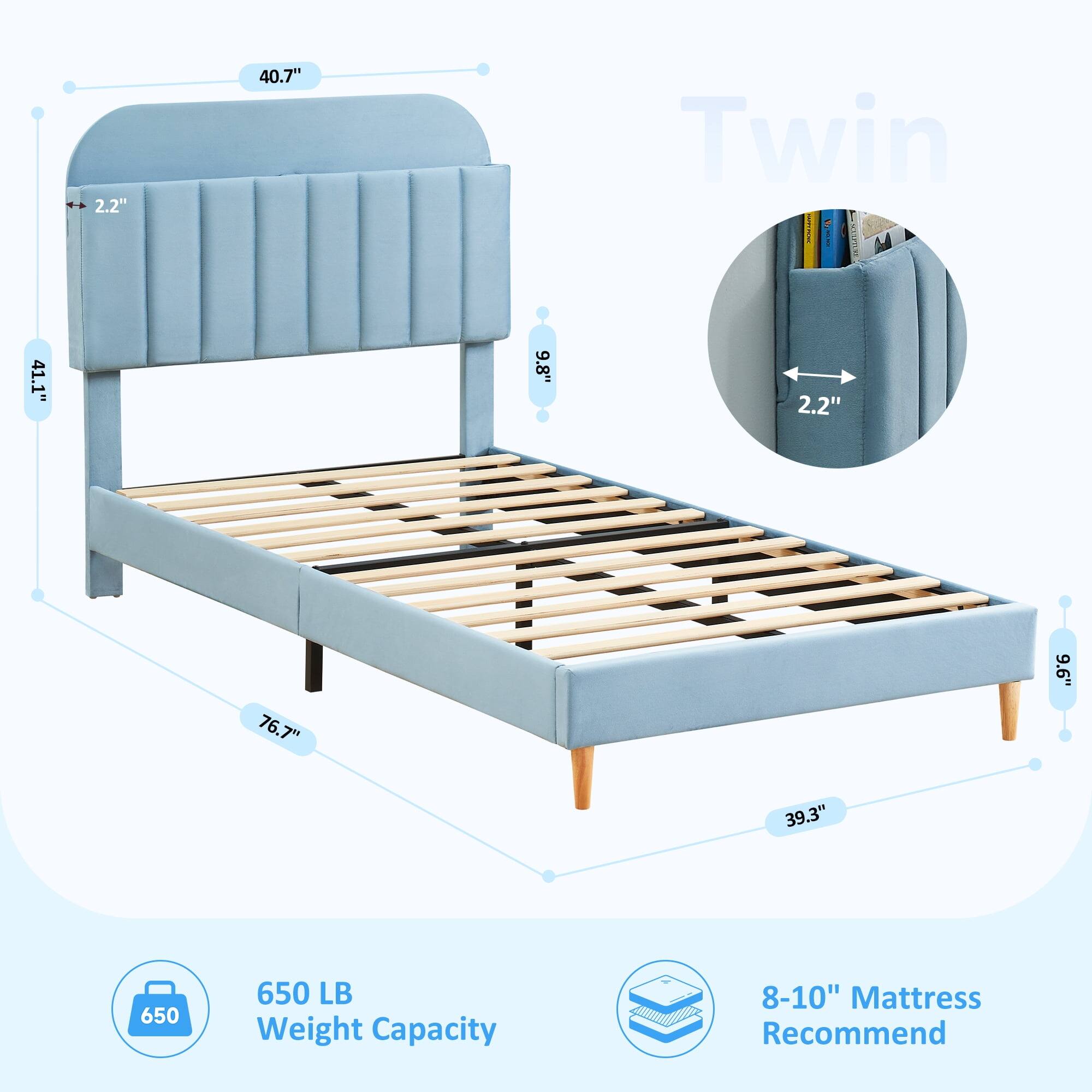 Jojoka Easy Assembly Twin Size Bed Frame Space Saving, for Living Room ...