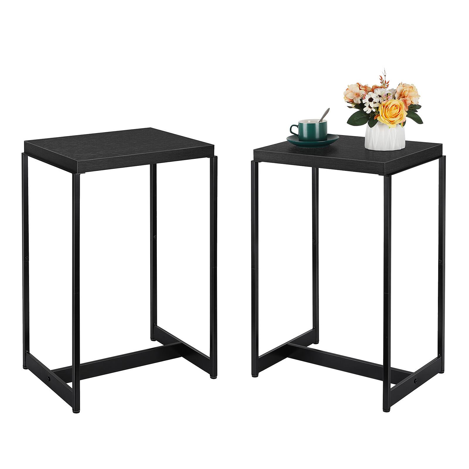 Angle. Oumilen - Set of 2 Black Nightstands, Modern End Tables with Metal Frame - Black.