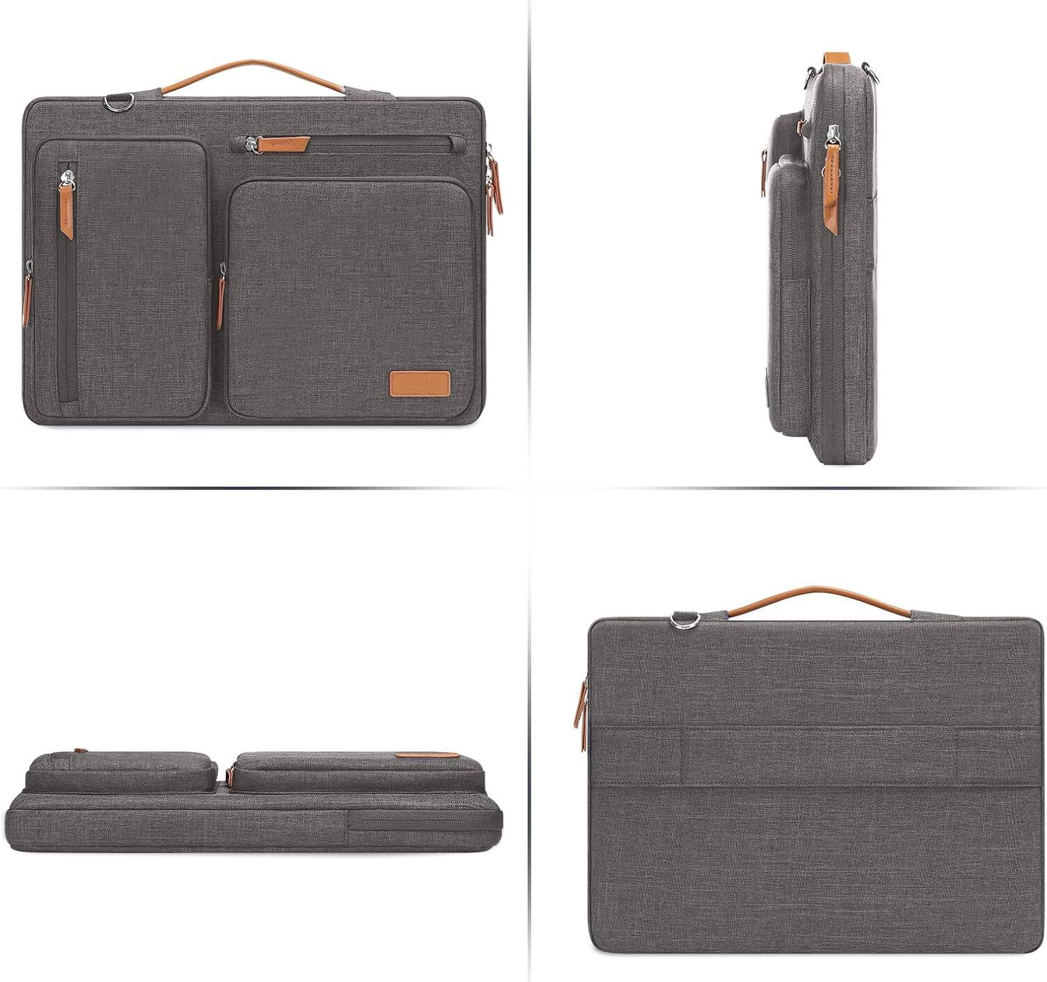 Alt View 3. mosiso - 360 Protective Laptop Shoulder Bag 15 inch Computer Messenger Bags for MacBook Air 15 M5 M4 M3 M2/Pro 15/Dell XPS Plus - Taupe Gray.