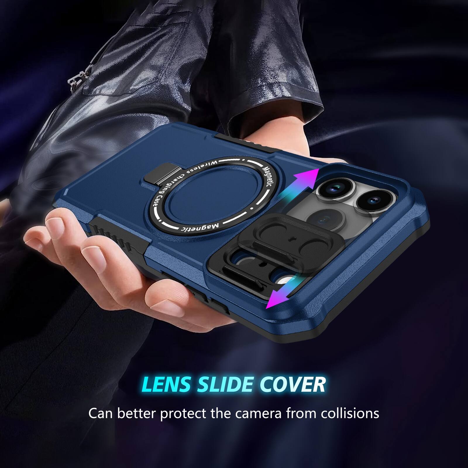 AA Wireless Charging Case Magnetic 11441 Magnetic LENS SLIDE COVER Can better protect the camera from collisions