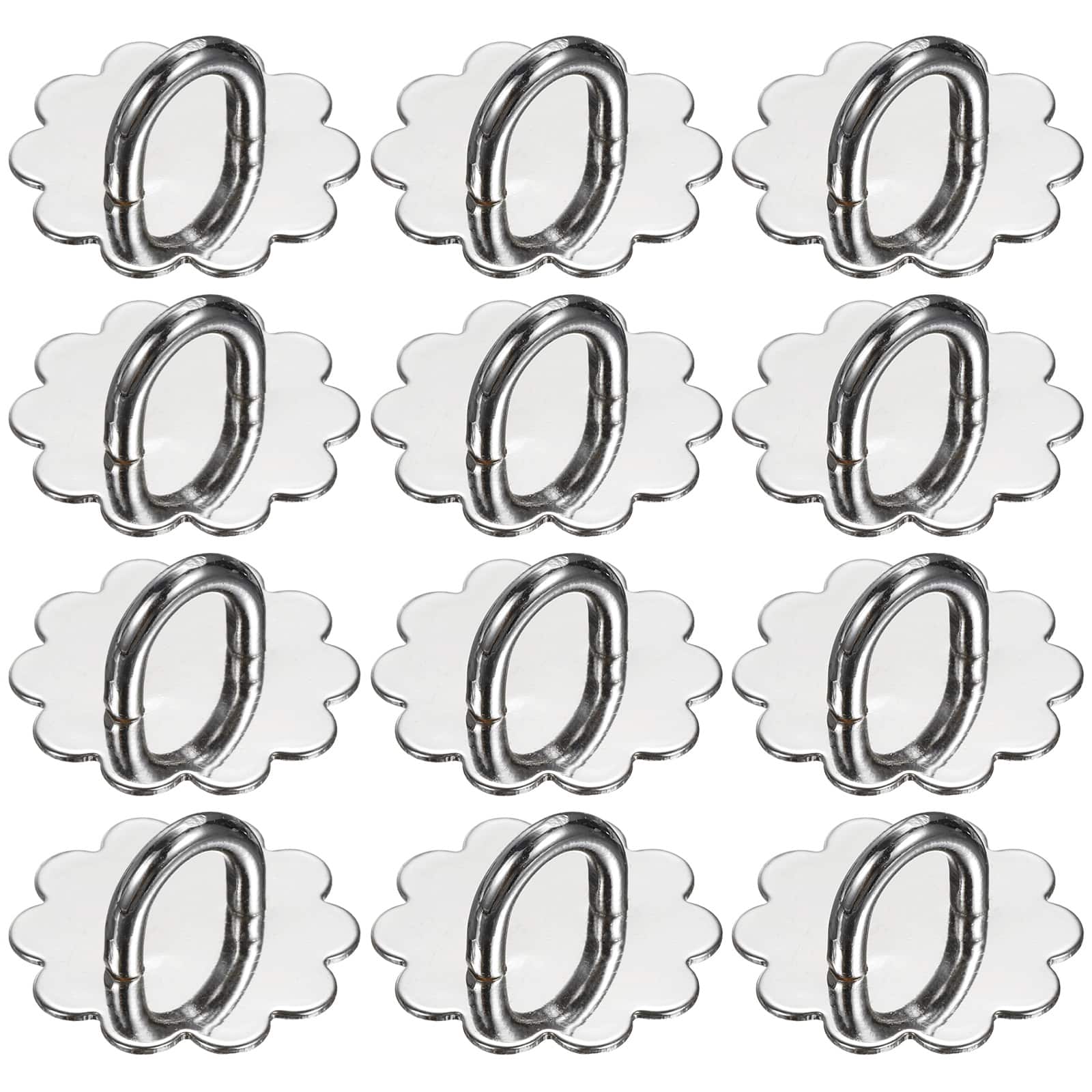 Unique Bargains - Metal Phone Charm Hook 0.9", 12pcs Adhesive Sun Shaped Finger Grip for Smartphones Keychain Tablet Case Accessories - Silver