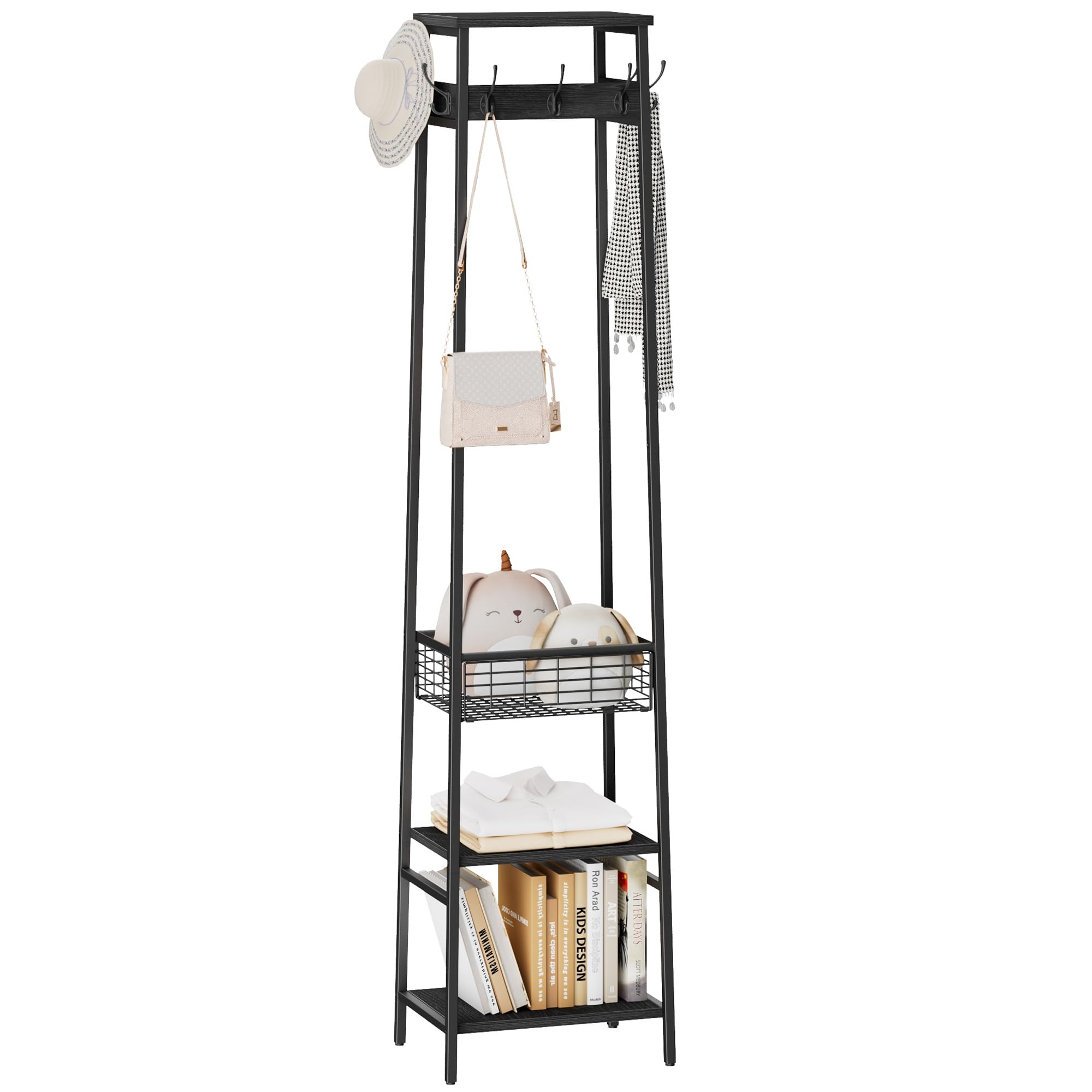 Black 2 Shelves + 1 Basket