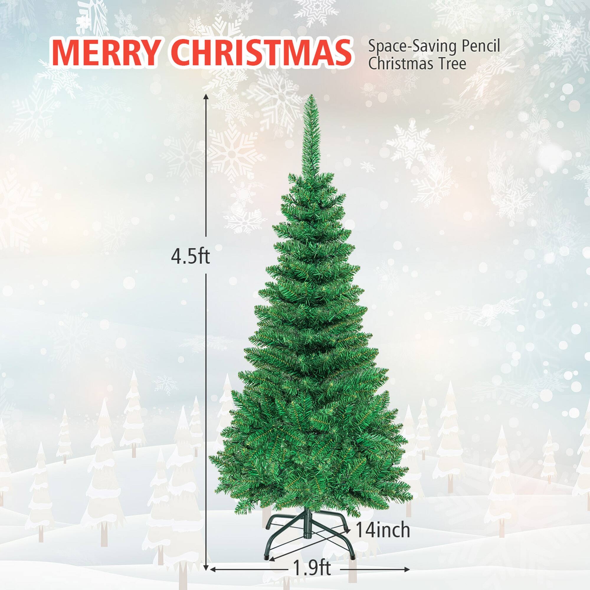 MERRY CHRISTMAS  
Space-Saving Pencil Christmas Tree  

4.5ft  
14inch  
1.9ft