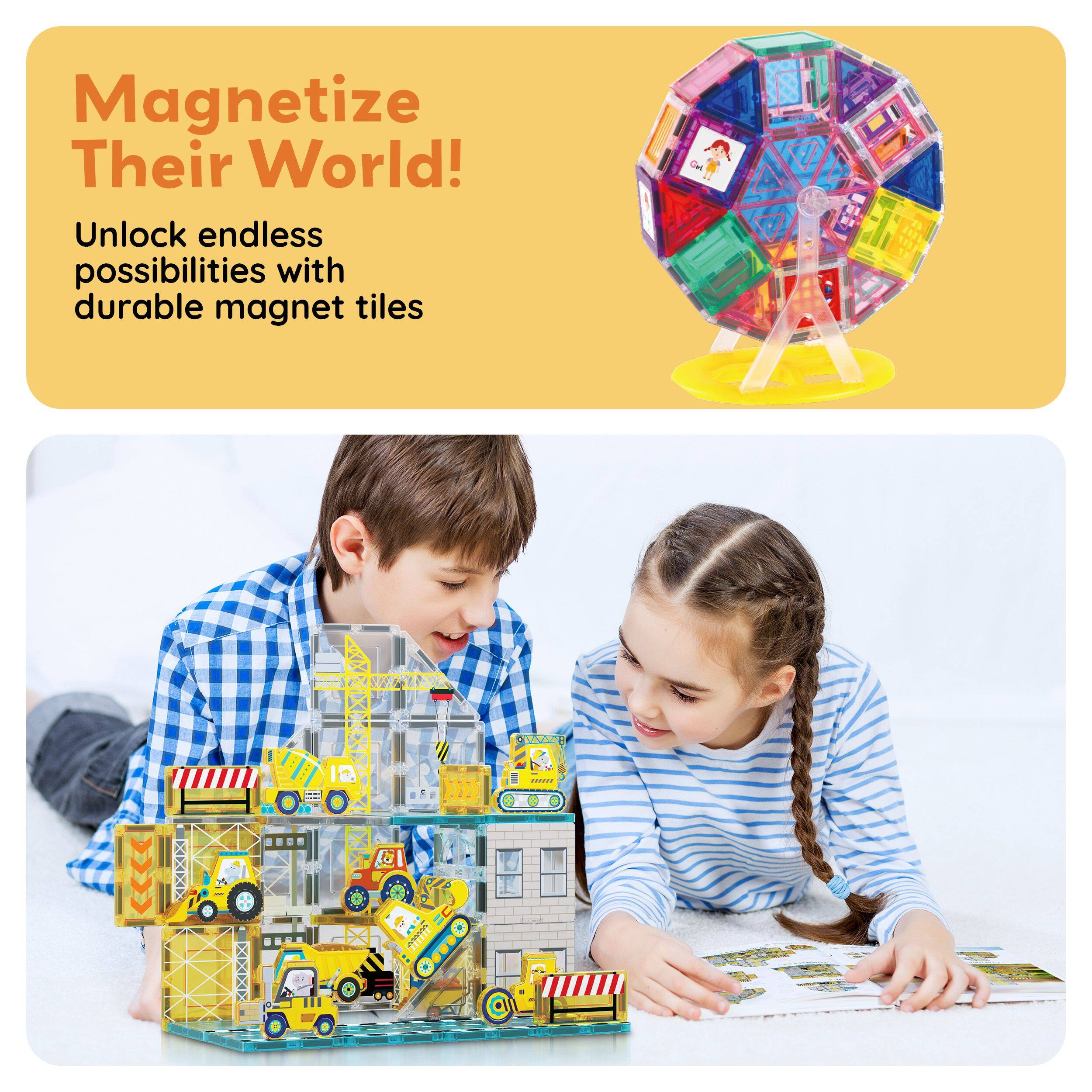Magnetize Their World! Unlock endless possibilities with durable magnet tiles.
