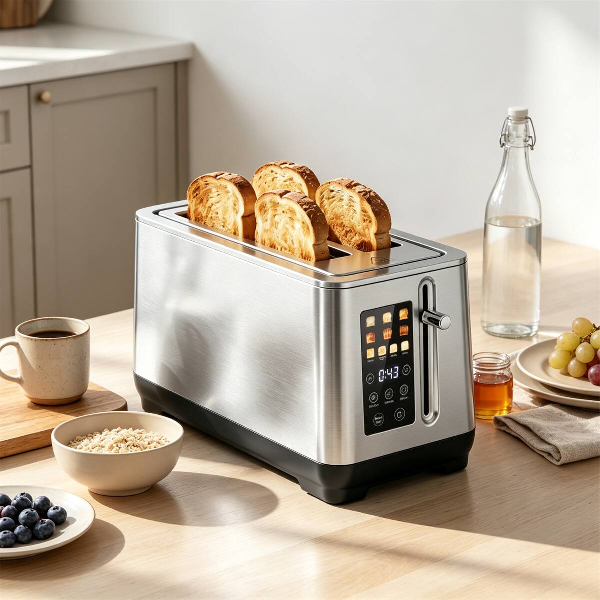 Alt View 1. VAVSEA - 4 Slice Stainless Steel Toaster with LED Display 6 Browning Levels and 4 Bread Modes - Silver.