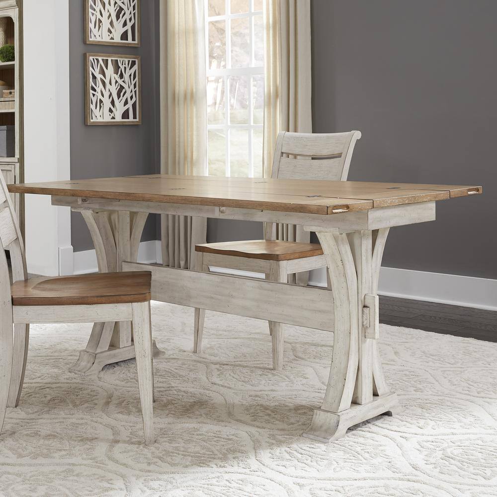 Alt View 5. Liberty Furniture Industries - Farmhouse Reimagined Flip Lid Sofa Table in Antique White w/ Chestnut Top - White.