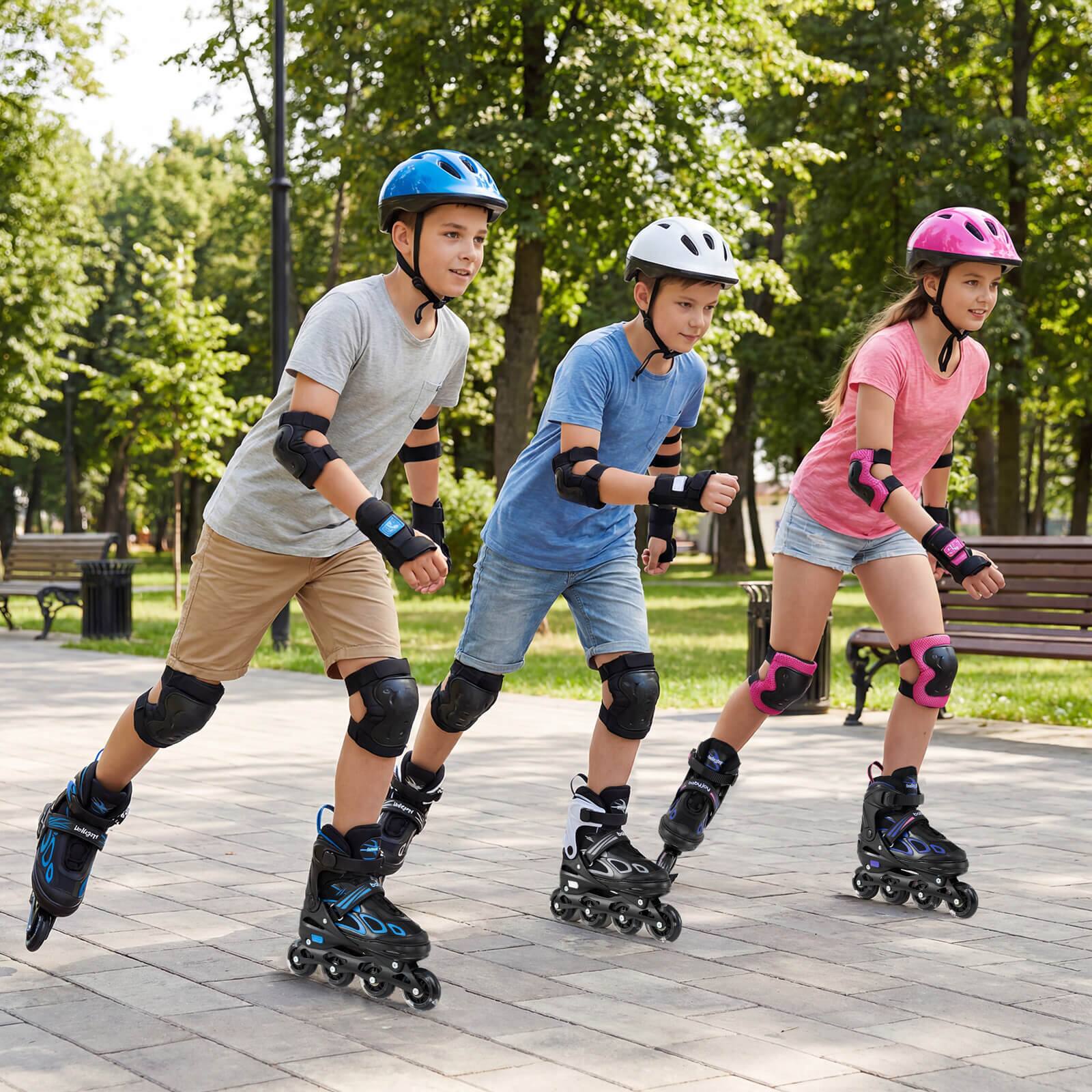 Alt View 3. Costway - Costway Adjustable Kids' Inline Skates Ages 9-14 4 Sizes Adjustable Blade Roller with Light-up Wheels - Purple & Black.