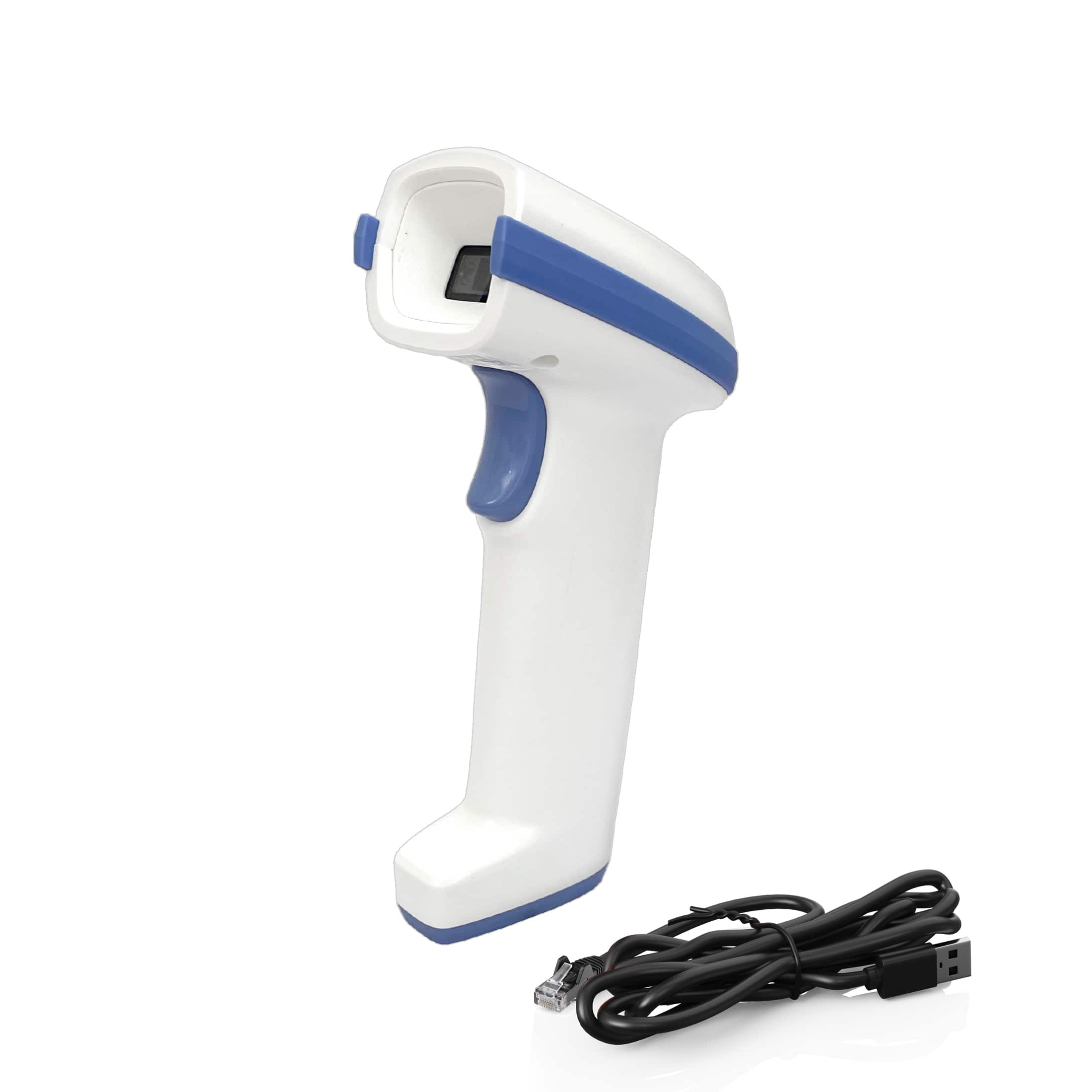 Ambir Technology Inc - AMBIR BR112 Healthcare Barcode Scanner – USB Powered, Corded, 800x600 Pixel Resolution, Compatible with Windows, Mac, Li - White and Blue
