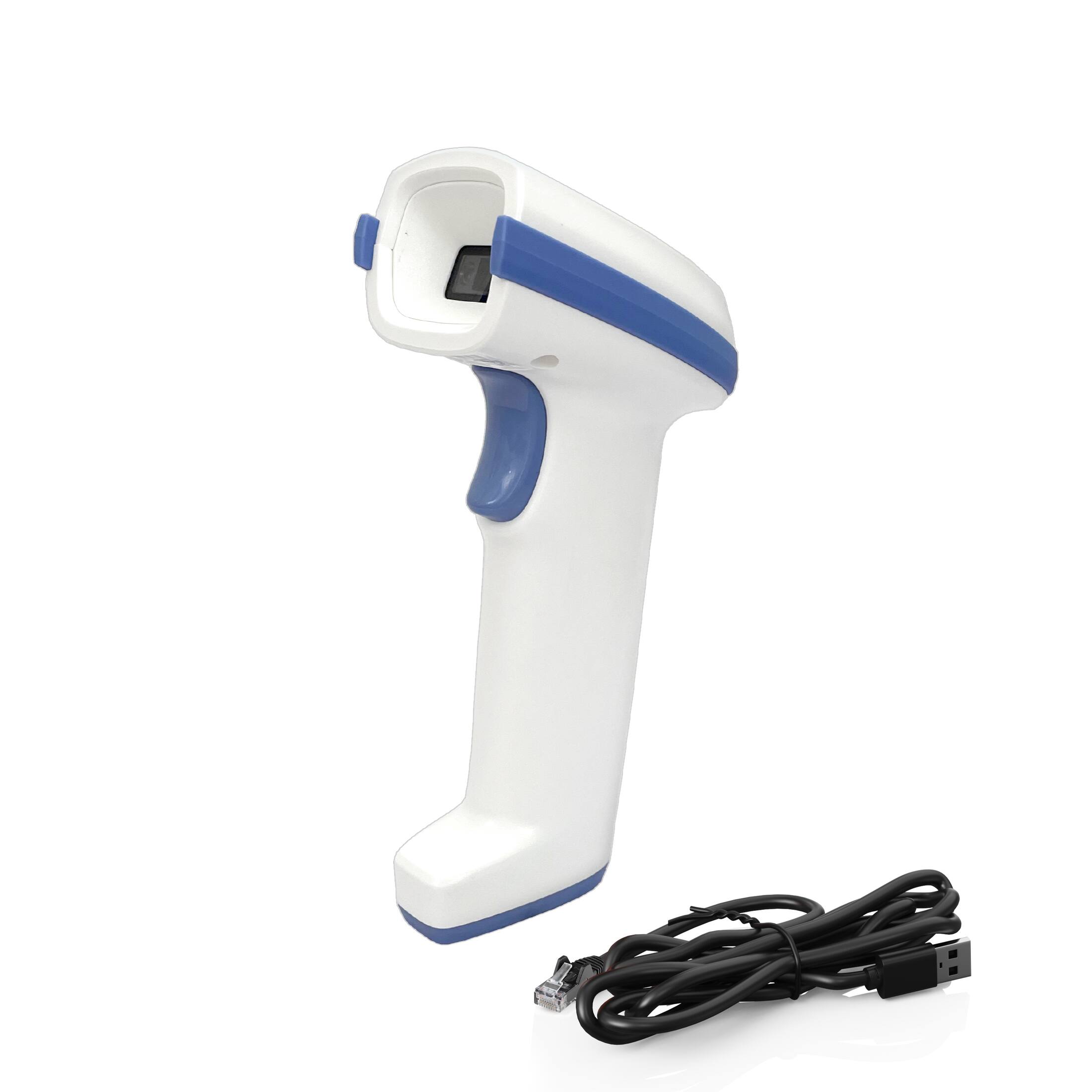 Front. Ambir Technology Inc - AMBIR BR112 Healthcare Barcode Scanner – USB Powered, Corded, 800x600 Pixel Resolution, Compatible with Windows, Mac, Li - White and Blue.
