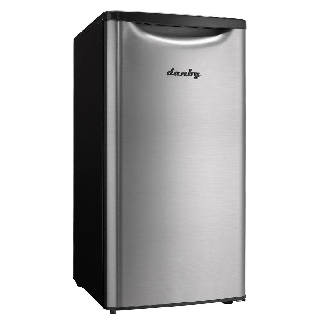 Angle. Danby - 3.3 cu. ft. Contemporary Classic Compact Fridge - Stainless Steel Look.