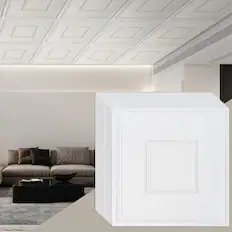 Front. VEVOR - Ceiling Tiles, 12-Pack 24 x 24 in, Drop Ceiling Tiles Premium PVC Sheet, Easy Installation/ Cutting Plastic Glue-up - White.