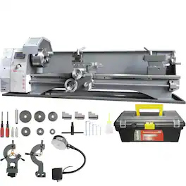 VEVOR - Metal Lathe Machine, 211 mm x 750 mm, Precision Benchtop Power Metal Lathe, 0-2500 RPM Continuously Variable Speed - Silver