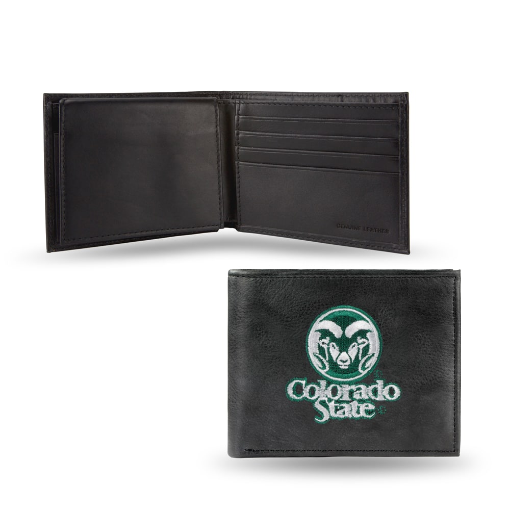 Rico Industries - Colorado State University Rams Embroidered Black Leather Bi-fold Wallet - Multi