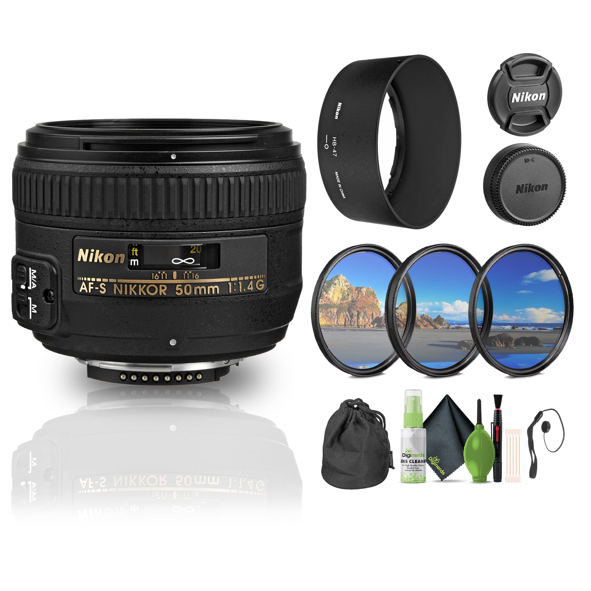 Nikon - AF-S NIKKOR 50mm f/1.4G Auto Focus Lens (2180) Bundle (International Version)