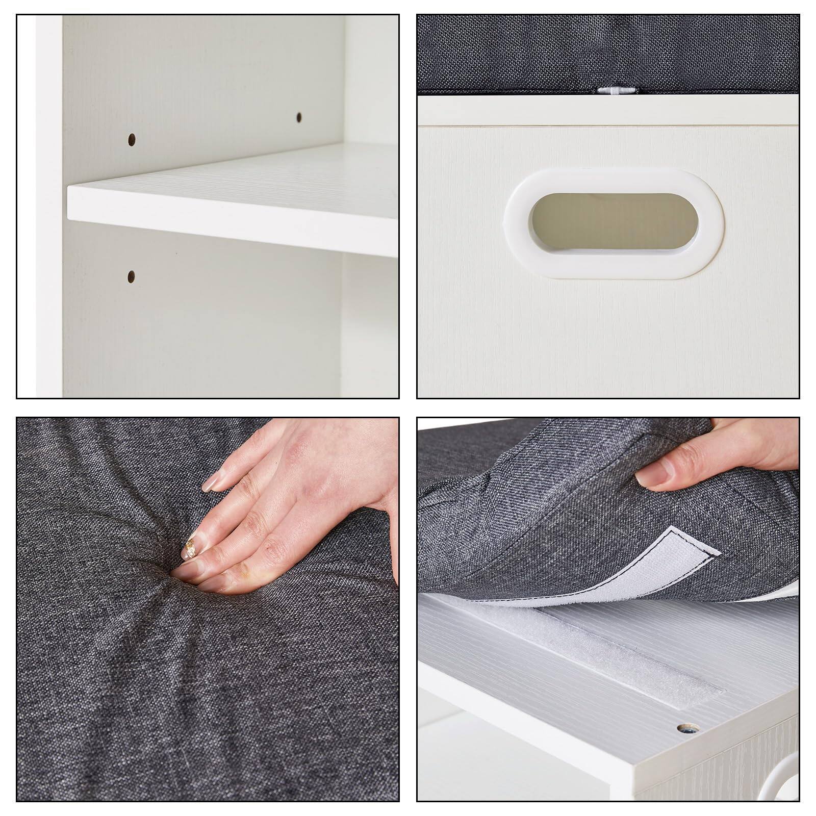 Alt View 7. Hanke - Shoe Storage Bench With Cushion Rack Padded Seat Adjustable Organizer Cabinet For Entryway Living Room - Black.