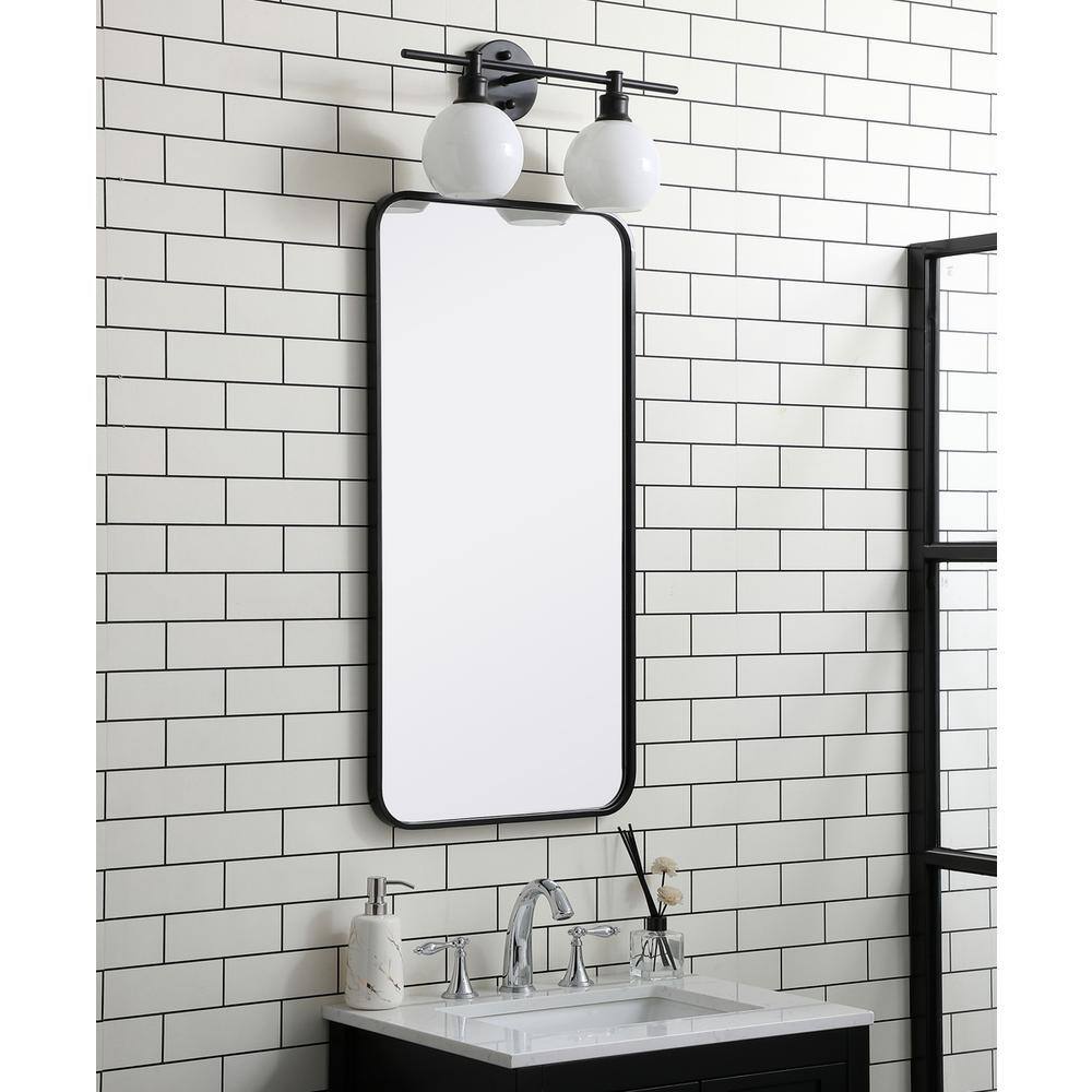 Alt View 4. Elegant Decor - Soft corner metal rectangular mirror 18x36 inch in Black - Black.