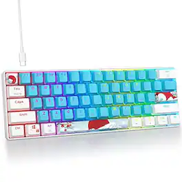 Cedar Assembly - Wired 65 Percent Mechanical Rgb Backlit Ultra-compact Gaming With Stand-alone Arrowcontrol red Blue - Blue/ Blue switch