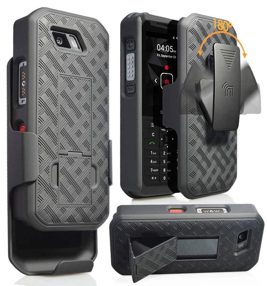 Nakedcellphone - Case with Stand and Belt Clip Holster for Sonim XP5s (XP5800) - Black