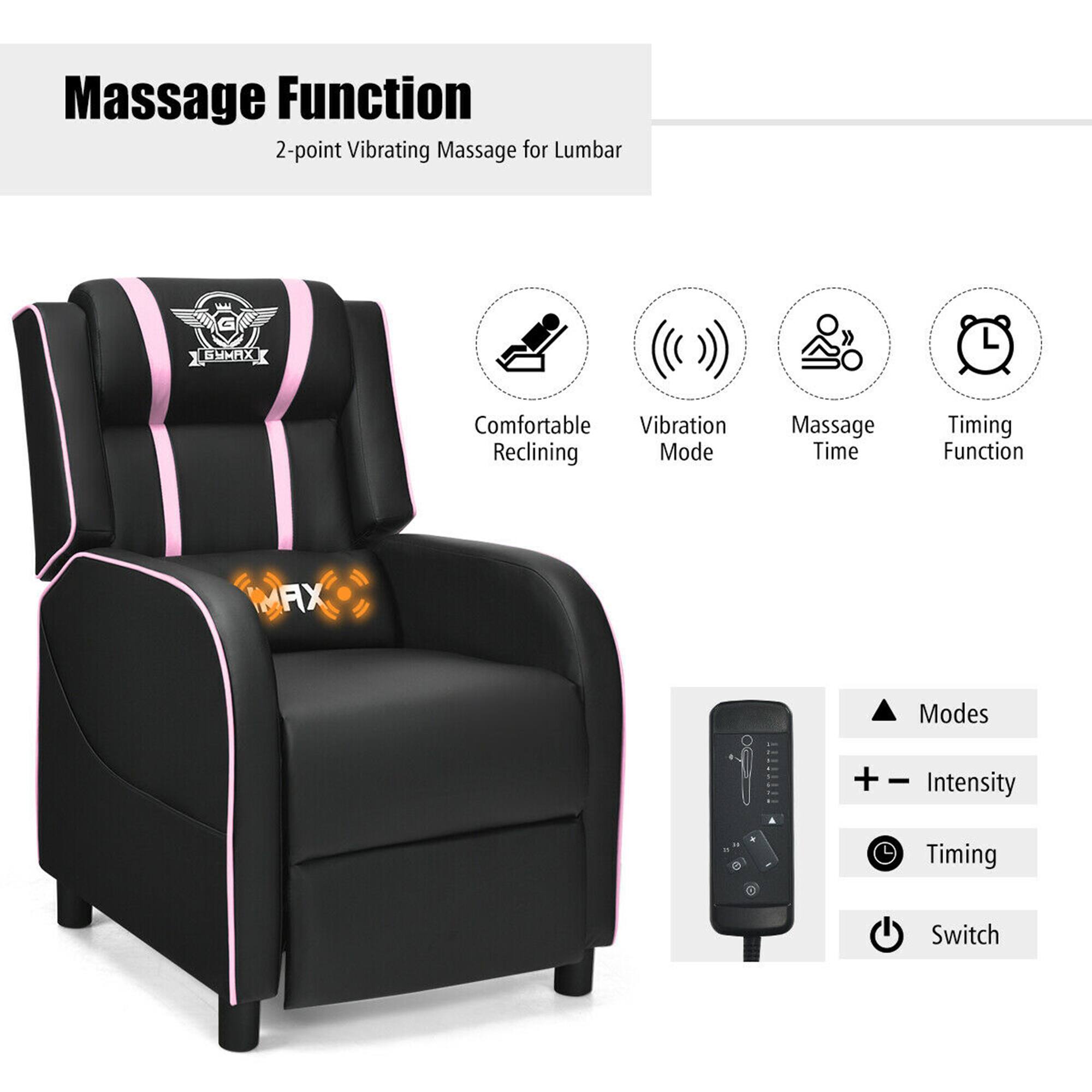 Massage Function: 2-point Vibrating Massage for Lumbar
Features:
* Comfortable Vibration Reclining Mode
* Massage Time
* Timing Function
* AX Modes
* Intensity Timing Switch