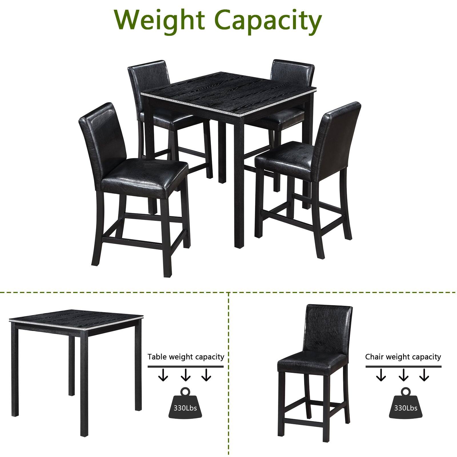 Weight Capacity

Table weight capacity: 330Lbs

Chair weight capacity: 330Lbs